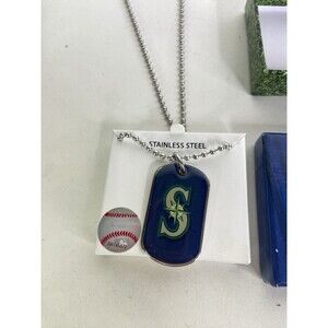 Seattle Mariners Dog Tag Necklace Stainless Steel MLB Licensed with Gift Box